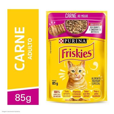 Ração Úmida Gatos Adultos Carne 85g Friskies