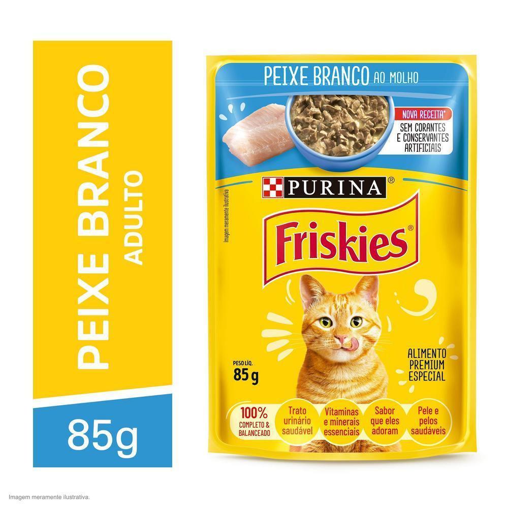 Ração Úmida Gatos Adultos Peixe Branco 85g Friskies - 1