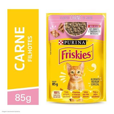 Ração Úmida Gatos Filhotes Carne 85g Friskies