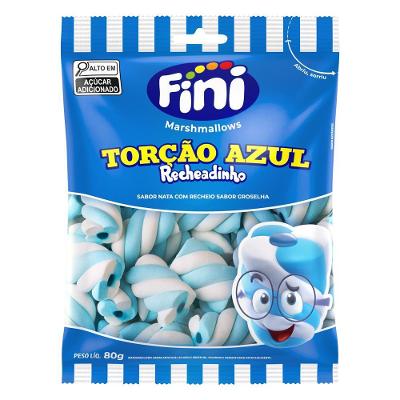 Marshmallow Recheado Azul Branco 80g Fini