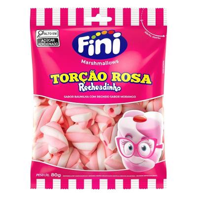 Marshmallow Recheado Rosa Branco 80g Fini