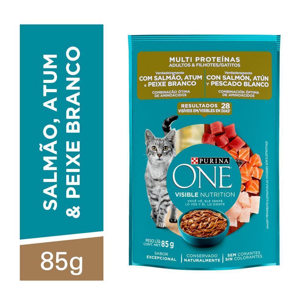 Ração Úmida Purina One Gatos Adultos e Filhotes Multi Proteínas 85g - 1