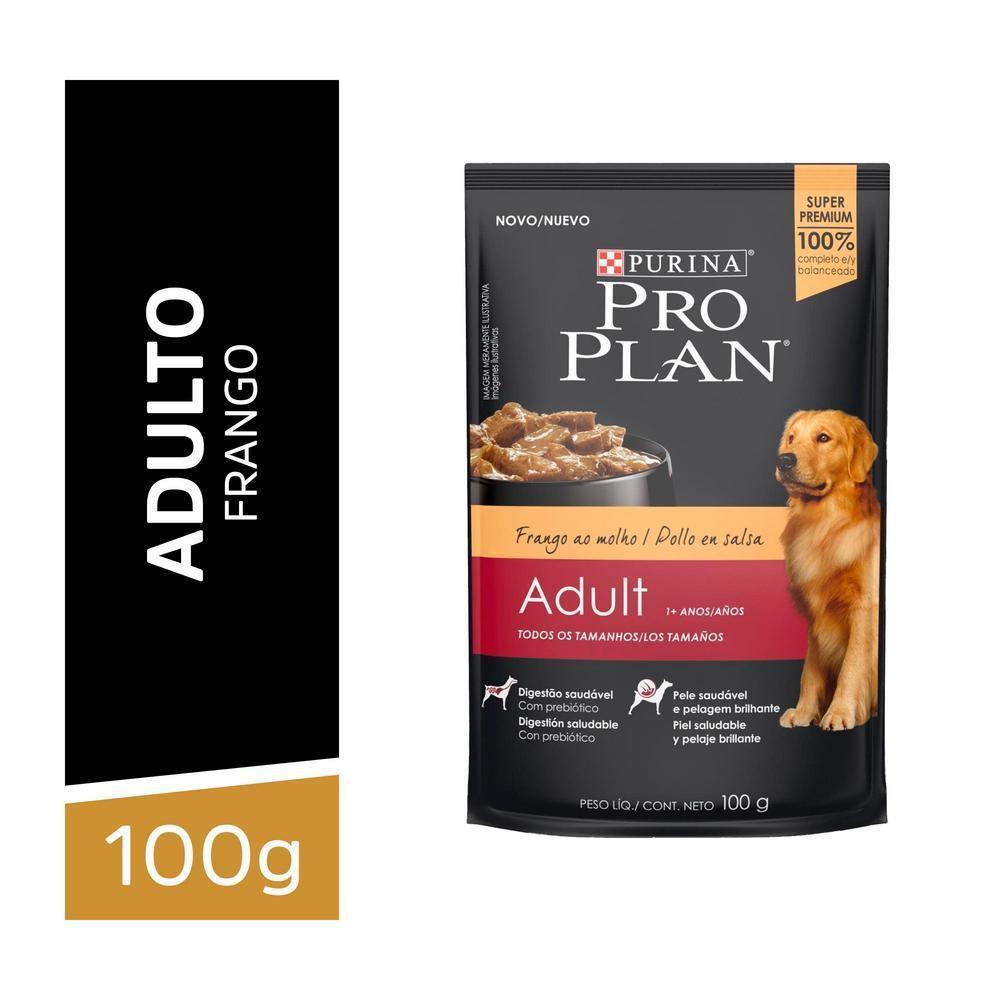 Ração Úmida Pro Plan para Cães Adultos Sachê sabor Frango 100g - 1