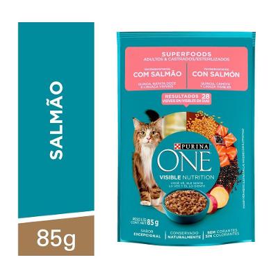 Ração Úmida Gatos Adultos e Filhotes Salmão 85g Purina One