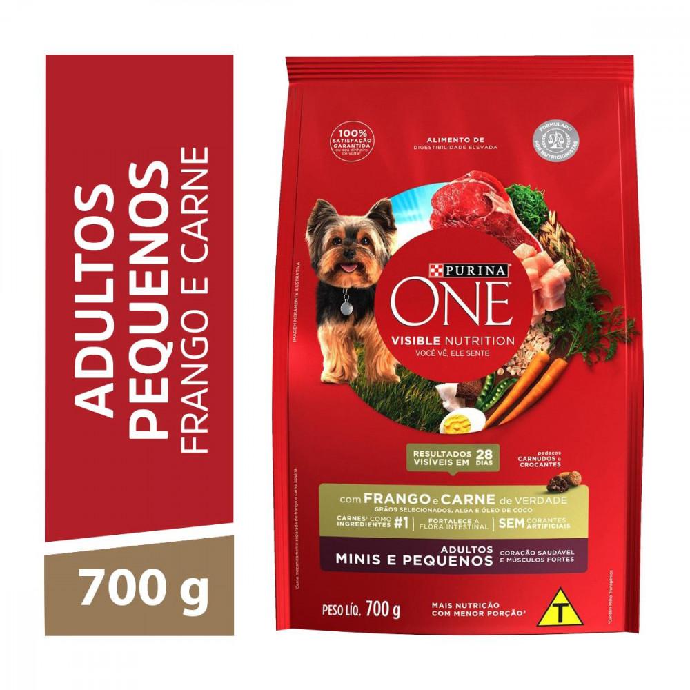 Ração Purina One Cães Adultos Minis e Pequenos Frango e Carne 700g - 1
