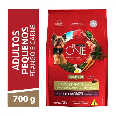 Ração Purina One Cães Adultos Minis e Pequenos Frango e Carne 700g