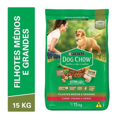 Ração DOG CHOW Cães Filhotes Frango e Arroz 15kg