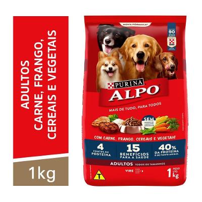 Ração Alpo Cães Adultos Carne, Frango, Cereais e Vegetais 1kg