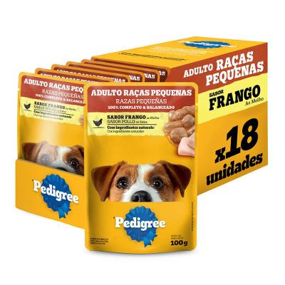 Ração Úmida Pedigree Sachê Carne ao Molho para Cães Adultos de Raças Pequenas 100g - 18 Unidades