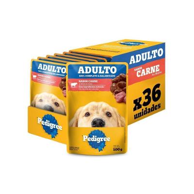 Kit Ração Úmida Sachê Carne ao Molho para Cães Adultos 36 Unidades Pedigree