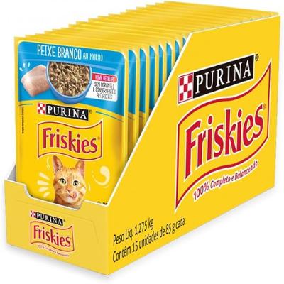 Pack Ração Úmida para Gatos Adultos Sabor Peixe Branco ao Molho com 30 Sachês 85g Friskies