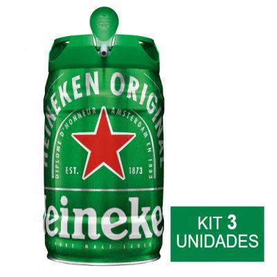 Cerveja  Barril 5l  Kit 3 Unidades Heineken