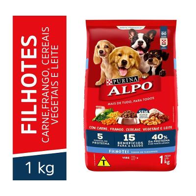 Ração Alpo Cães Filhotes Carne, Frango, Cereais, Vegetais e Leite 1kg