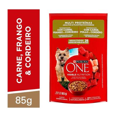 Ração Úmida Cães Adultos e Filhotes Carne, Frango e Cordeiro 85g Purina One