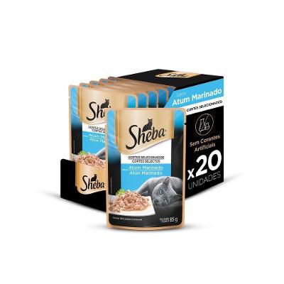 Kit Ração Úmida Sachê para Gatos Adultos Sabor Atum Marinado 20 Unidades Sheba