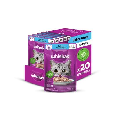 Kit Ração Úmida Sachê Atum ao Molho para Gatos Adultos 20 Unidades Whiskas