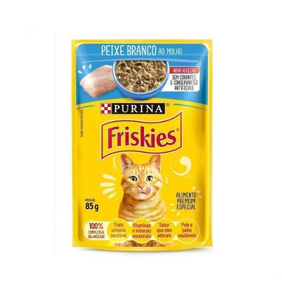 Kit Ração Úmida Friskies Para Gatos Adultos Sabor Peixe Branco Ao Molho - Com 30 Sachês 85g