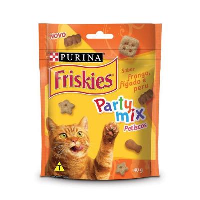 Kit Petisco Friskies Gatos Adultos Mix Frango, Fígado e Peru 40g - 15 unidades