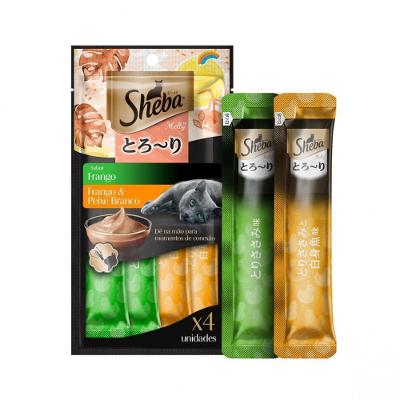 Kit Sheba Cremoso 4x 4un Peixe Branco e Frango