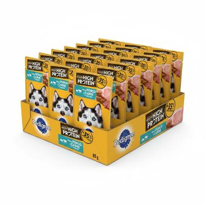 Kit Ração Úmida Pedigree Sachê High Protein Cães Adultos Porco e Carne Ao Molho 40 Unidades