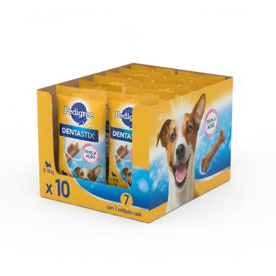 Kit Petisco Pedigree Dentastix Cuidado Oral para Cães Adultos Raças Pequenas 10 x 7 Unidades