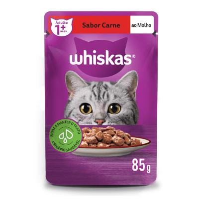 Kit Ração Úmida Carne ao Molho para Gatos Adultos 40 Unidades Whiskas Sachê