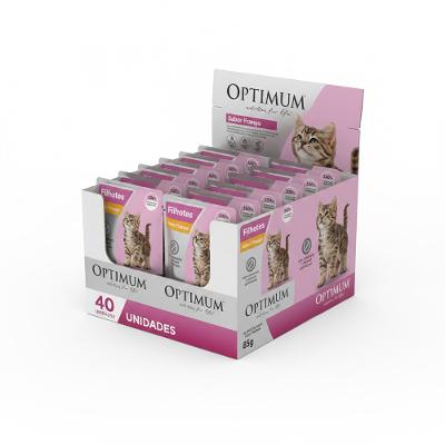 Kit Ração Úmida Optimum Sachê para Gatos Filhotes Frango 40 Unidades