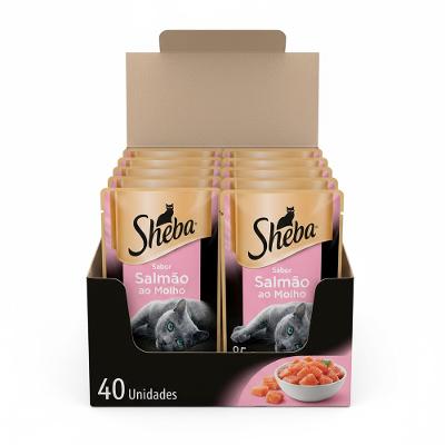 Kit Ração Úmida Sheba Sachê para Gatos Adultos Sabor Salmão ao Molho 40 Unidades