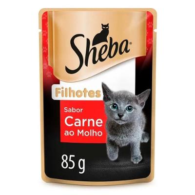 Kit Ração Úmida para Gatos Filhotes Sabor Carne ao Molho 40 Unidades Sheba Sachê