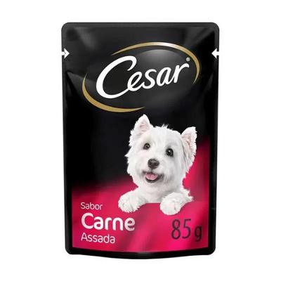 Kit Ração Úmida Cortes Selecionados Carne Assada ao Molho Para Cães Adultos 20 Unidades Cesar Sachê