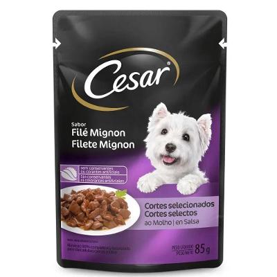 Kit Ração Úmida Cortes Selecionados Filé Mignon para Cães Adultos 20 Unidades Cesar Sachê