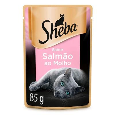 Kit Ração Úmida para Gatos Adultos Sabor Salmão ao Molho 20 Unidades Sheba Sachê