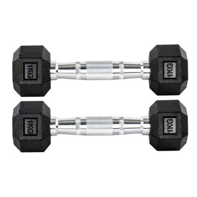 Par Halter 1+1kg Dumbbell Sextavado Emborrachado Pegada Cromada Gallant (GDB01F3B-PT)