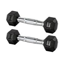 Par Halter 1+1kg Dumbbell Sextavado Emborrachado Pegada Cromada Gallant (GDB01F3B-PT) - 2