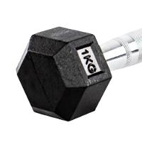 Par Halter 1+1kg Dumbbell Sextavado Emborrachado Pegada Cromada Gallant (GDB01F3B-PT) - 3