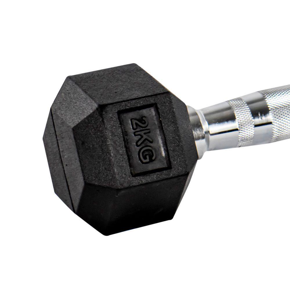 Par Halter 2+2kg Dumbbell Sextavado Emborrachado Pegada Cromada Gallant (GDB02F3B-PT) - 3