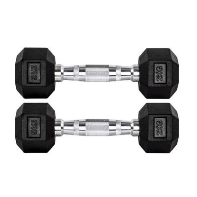 Par Halter 2+2kg Dumbbell Sextavado Emborrachado Pegada Cromada Gallant (GDB02F3B-PT)