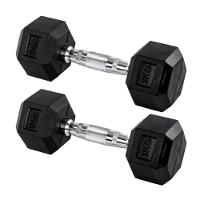 Par Halter 3kg + 3kg Dumbbell Sextavado Emborrachado Pegada Cromada Gallant (GDB03F3B-PT) - 2