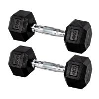Par Halter 4kg + 4kg Dumbbell Sextavado Emborrachado Pegada Cromada Gallant (GDB04F3B-PT) - 2