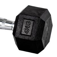 Par Halter 4kg + 4kg Dumbbell Sextavado Emborrachado Pegada Cromada Gallant (GDB04F3B-PT) - 3