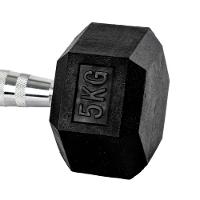 Par Halter 5kg + 5kg Dumbbell Sextavado Emborrachado Pegada Cromada Gallant (GDB05F3B-PT) - 3