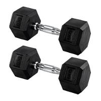 Par Halteres 6kg + 6kg Dumbbell Sextavado Emborrachado Pegada Cromada Gallant (GDB06F3B-PT) - 2