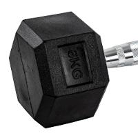 Par Halteres 6kg + 6kg Dumbbell Sextavado Emborrachado Pegada Cromada Gallant (GDB06F3B-PT) - 3