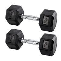 Par Halteres 7kg + 7kg Dumbbell Sextavado Emborrachado Pegada Cromada Gallant (GDB07F3B-PT) - 2