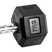 Par Halteres 7kg + 7kg Dumbbell Sextavado Emborrachado Pegada Cromada Gallant (GDB07F3B-PT) - 3