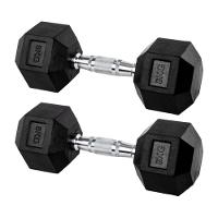 Par Halteres 8kg + 8kg Dumbbell Sextavado Emborrachado Pegada Cromada Gallant (GDB08F3B-PT) - 2