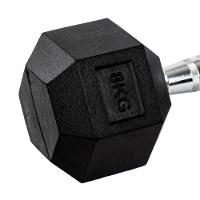 Par Halteres 8kg + 8kg Dumbbell Sextavado Emborrachado Pegada Cromada Gallant (GDB08F3B-PT) - 3