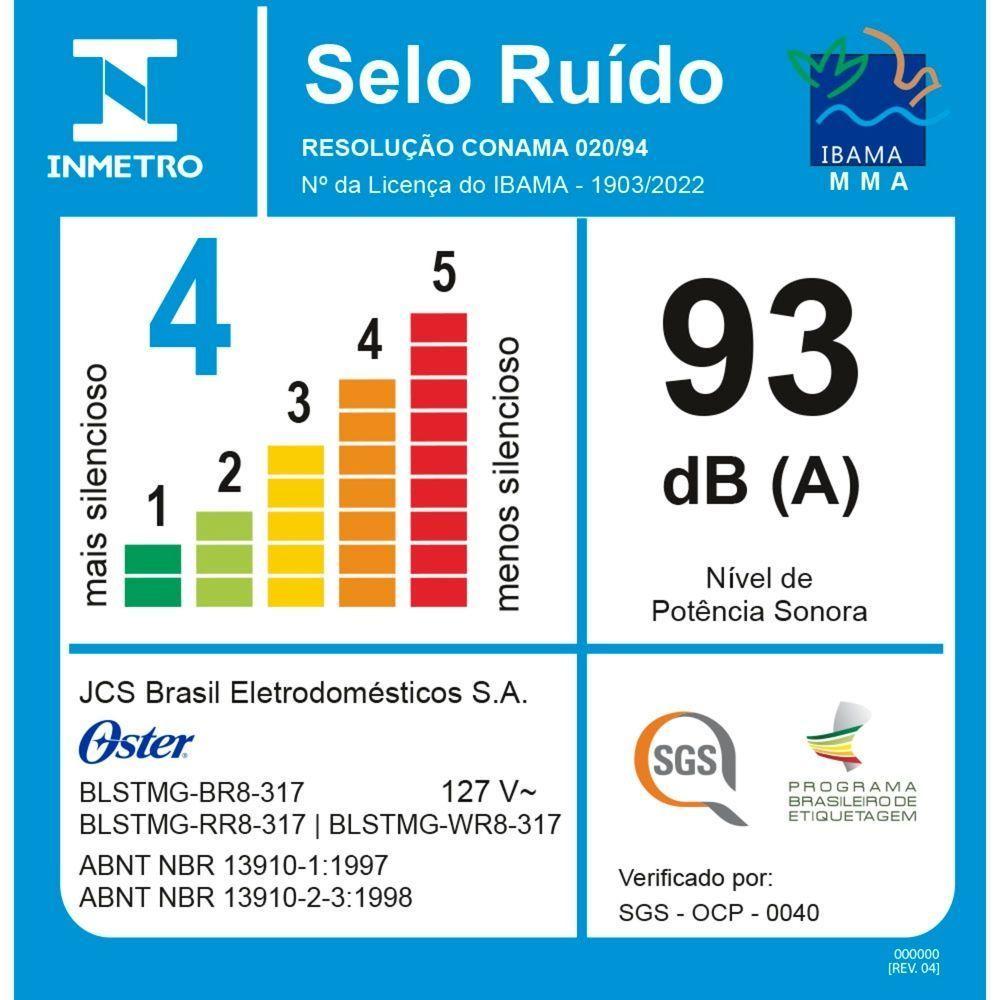 Liquidificador Oster Super Chef 1,5 Litros Preto 127V 750W BLSTMG-BR8 - 8