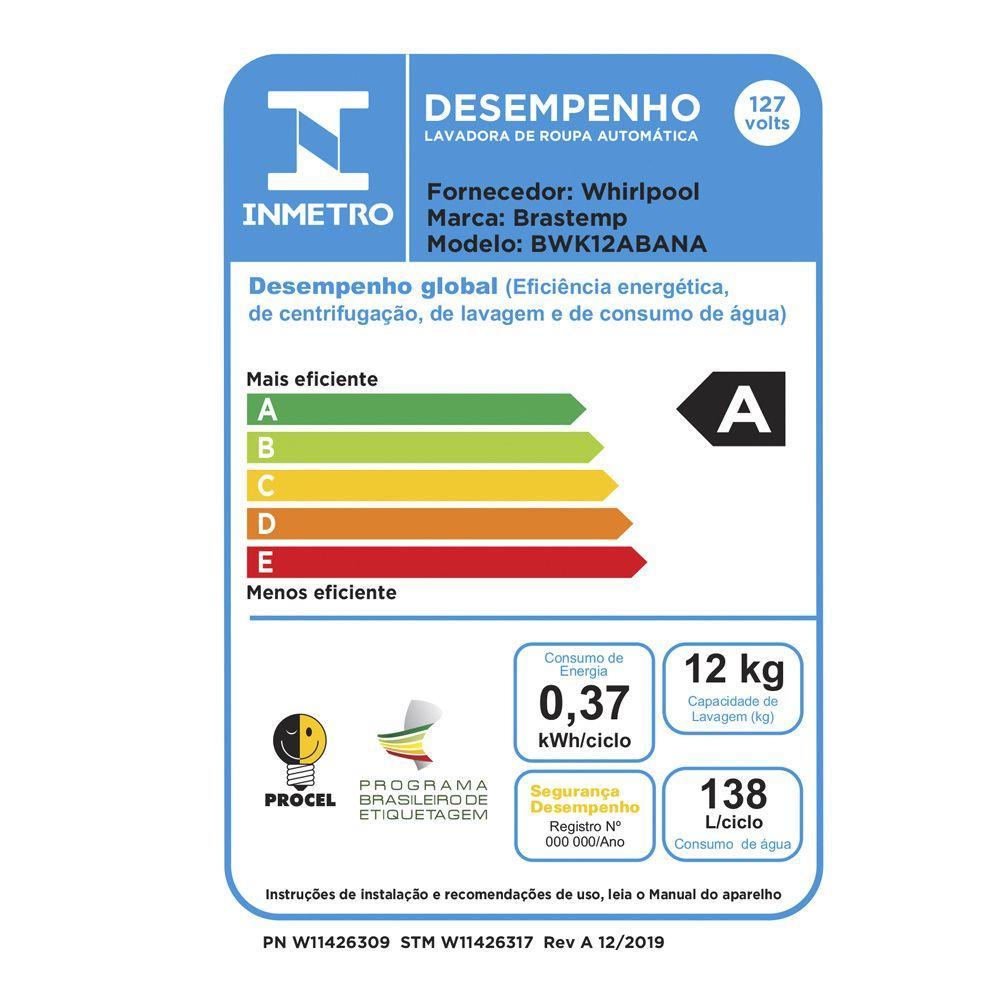 Lavadora de Roupas Brastemp Tira Manchas 12kg Branca 127V - 10