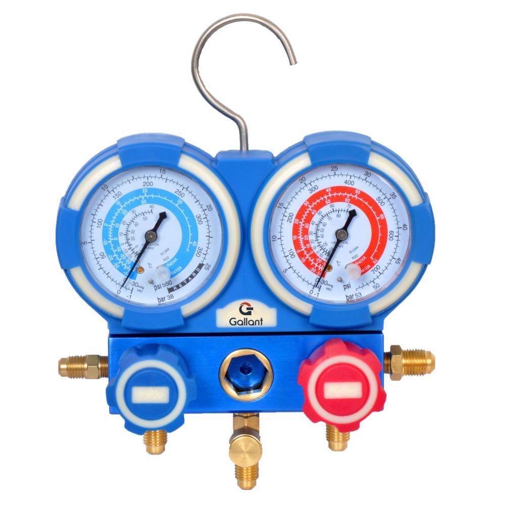 Kit Manifold Manômetros Analógicos Gallant R410a R22 R134a R404a Mangueira 48 Adaptador Mg-2-R410a - 1